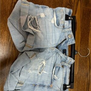 Light Blue Distressed Denim Shorts